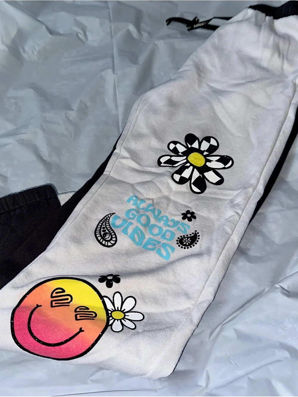 Justice white joggers